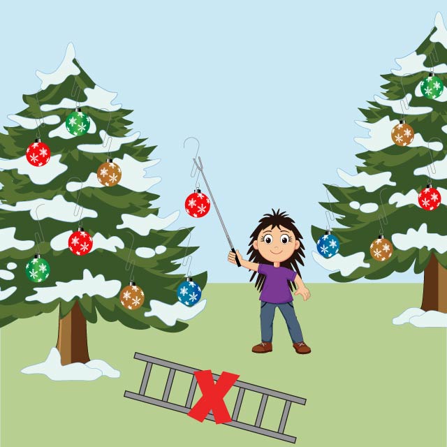Safely Hang Ornaments Without A Ladder