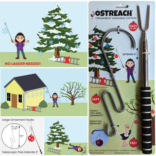 Christmas Ornament Hanging System For Outdoor Pine Trees
